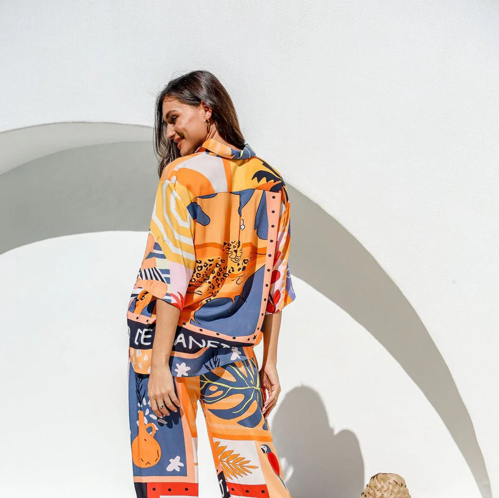 Collection of Joop and Gypsy Macarena Spritz Top - Orange Print in a gallery layout