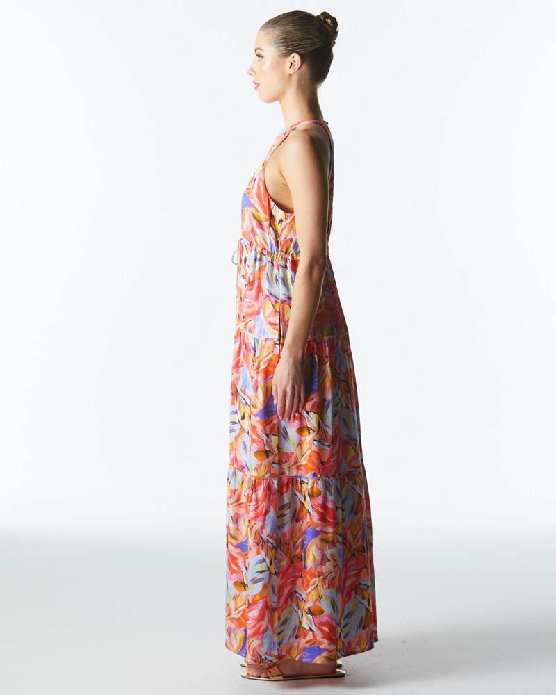 Collection of Fate and Becker Midsummer Halter Maxi Dress - Sunset Palm in a gallery layout