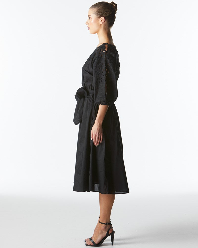 Collection of Fate and Becker Lily Pond Embroidered Dress - Black in a gallery layout