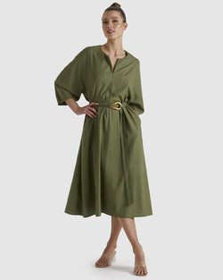 Collection of Fate & Becker Shoreline Dress - Khaki in a gallery layout