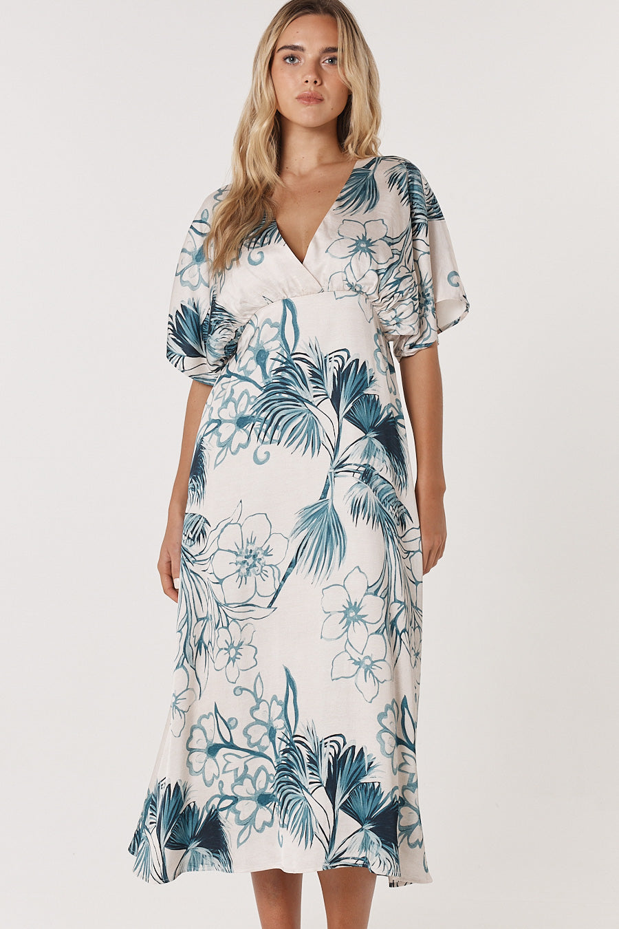 Fate and Becker Solstice Palms Midi Dress - Palm Print