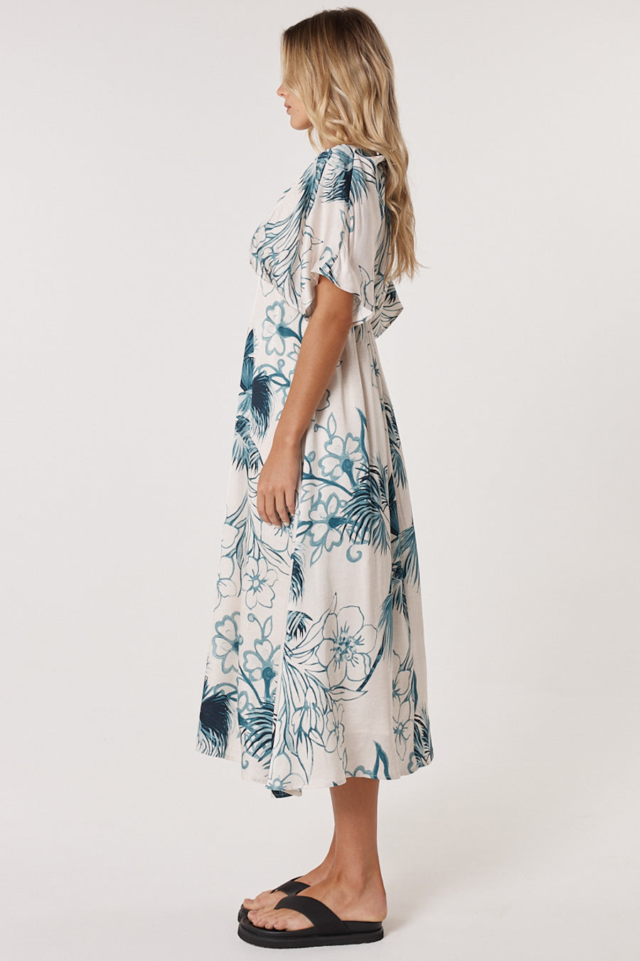 Fate and Becker Solstice Palms Midi Dress - Palm Print