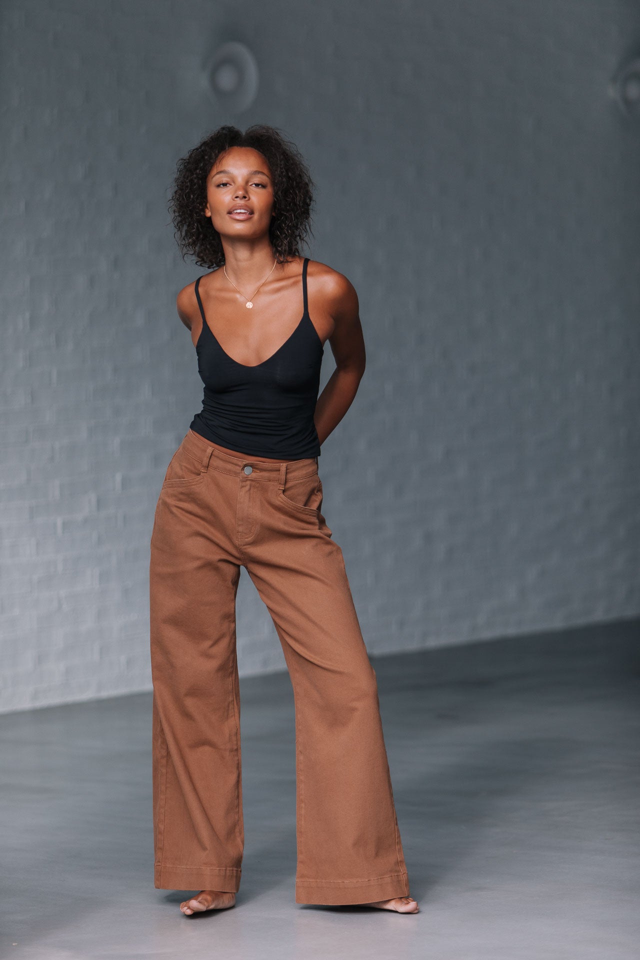 Collection of Country Denim Stretch Baggy Jean - Soft Tan in a gallery layout