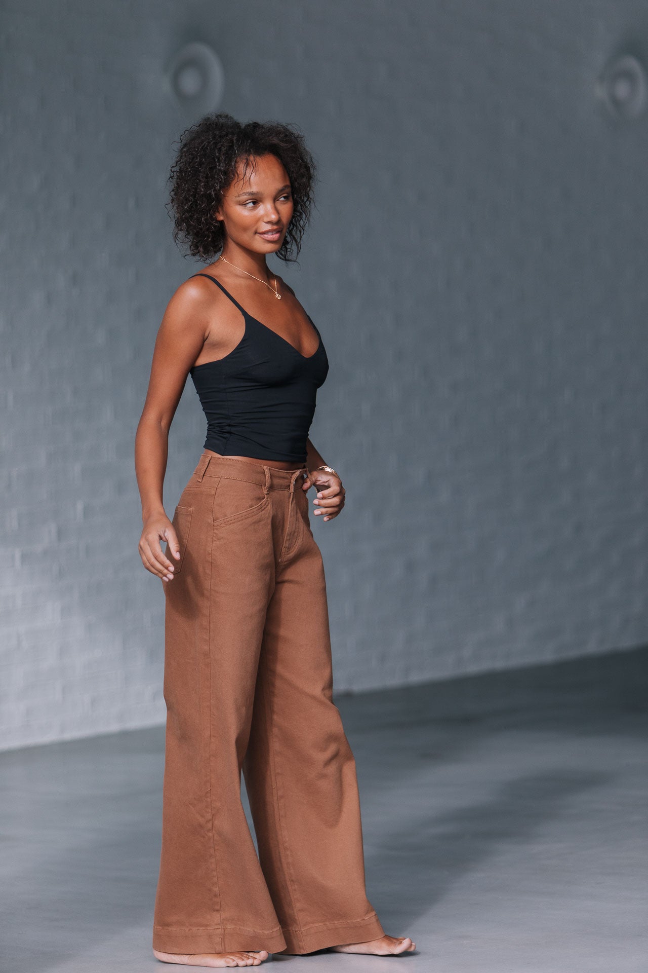Country Denim Stretch Baggy Jean - Soft Tan