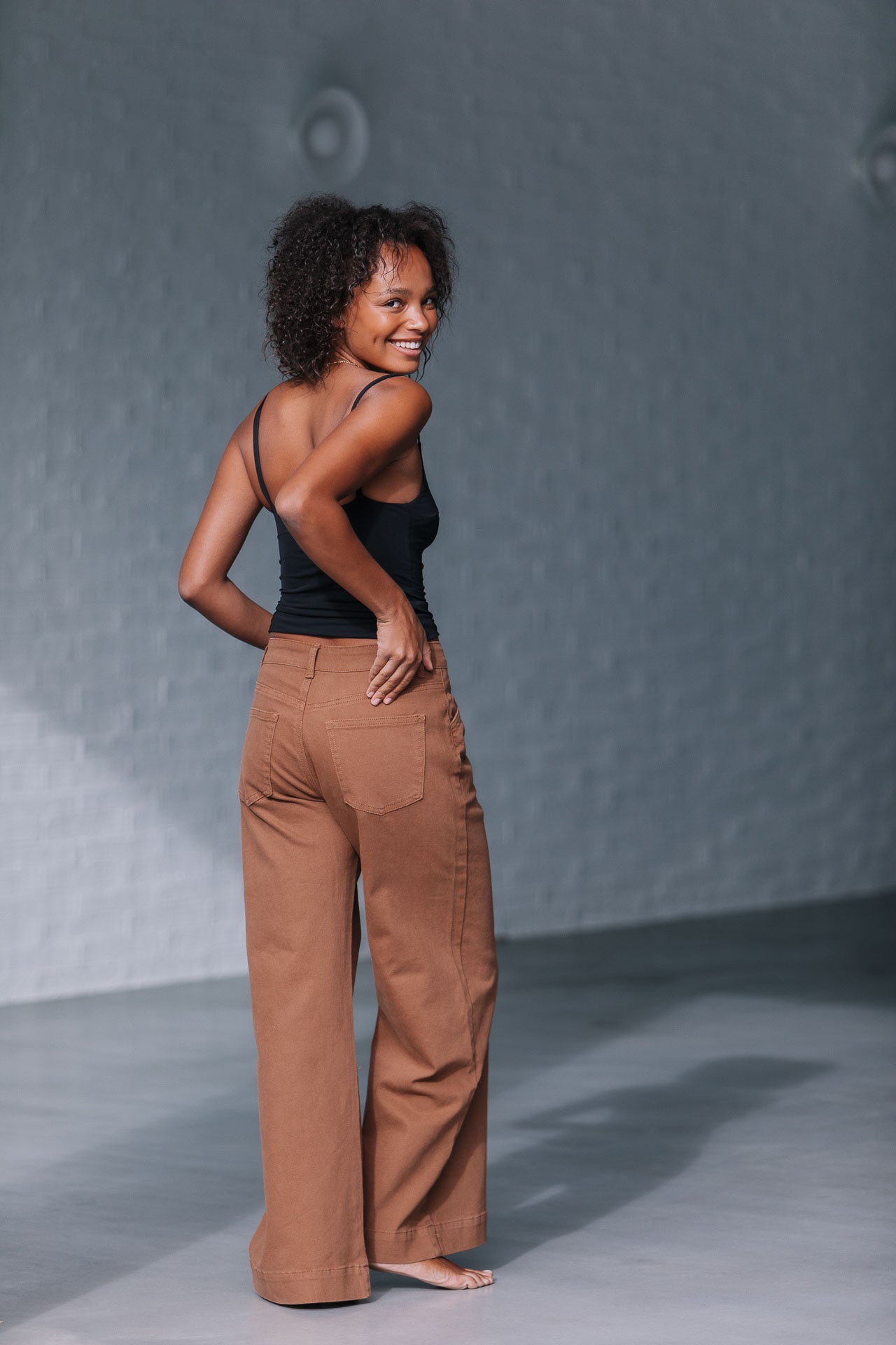 Collection of Country Denim Stretch Baggy Jean - Soft Tan in a gallery layout