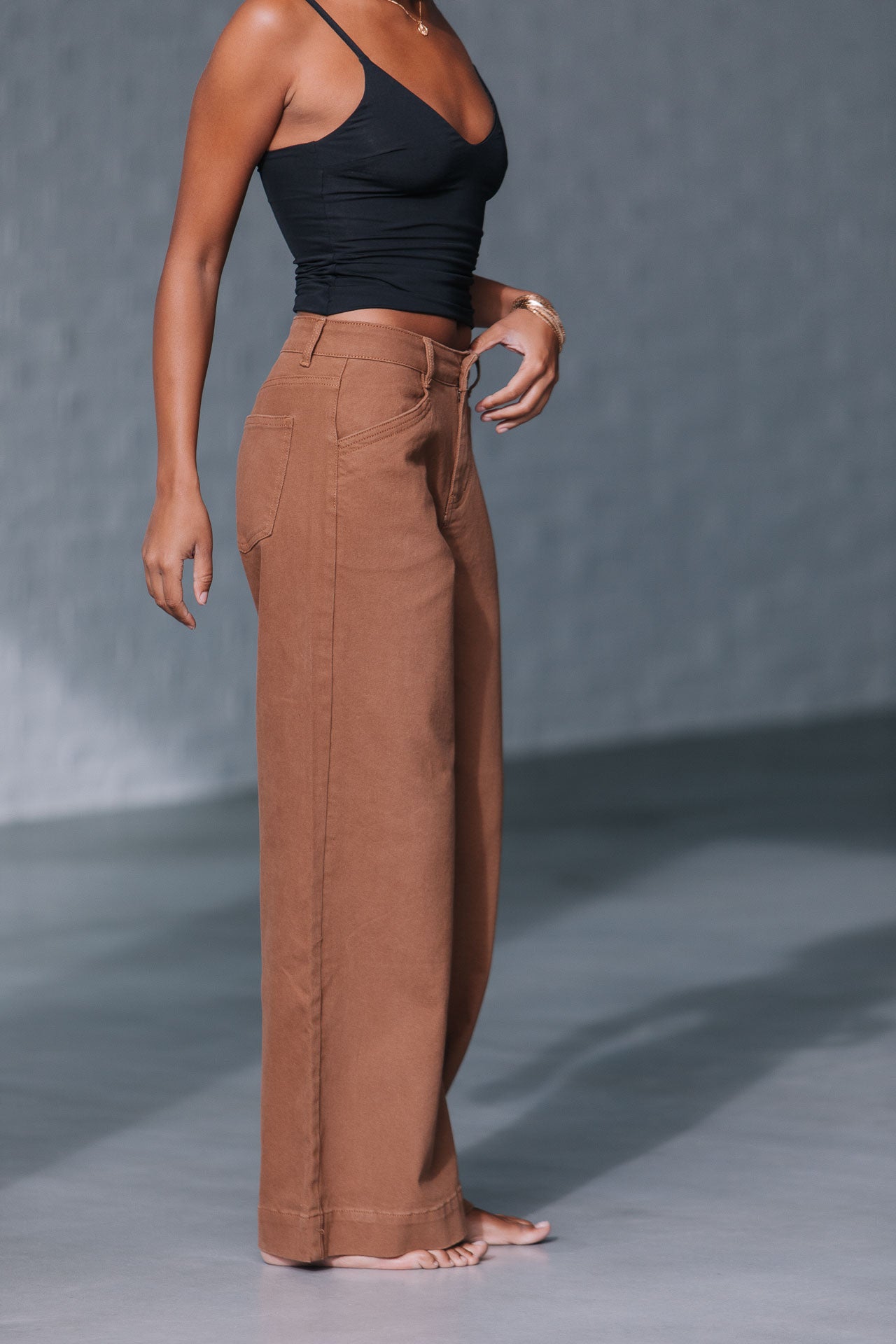 Collection of Country Denim Stretch Baggy Jean - Soft Tan in a gallery layout