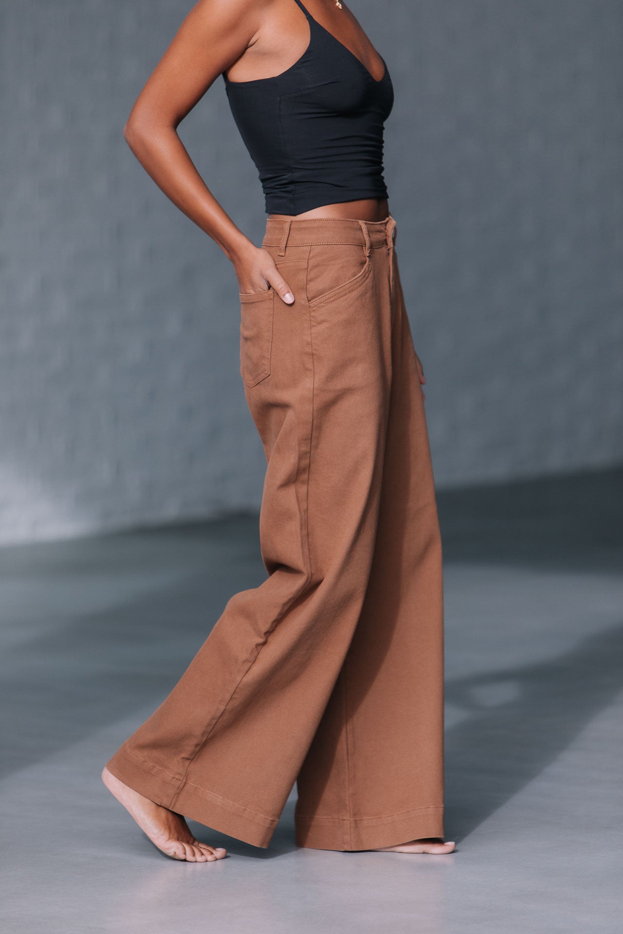 Collection of Country Denim Stretch Baggy Jean - Soft Tan in a gallery layout