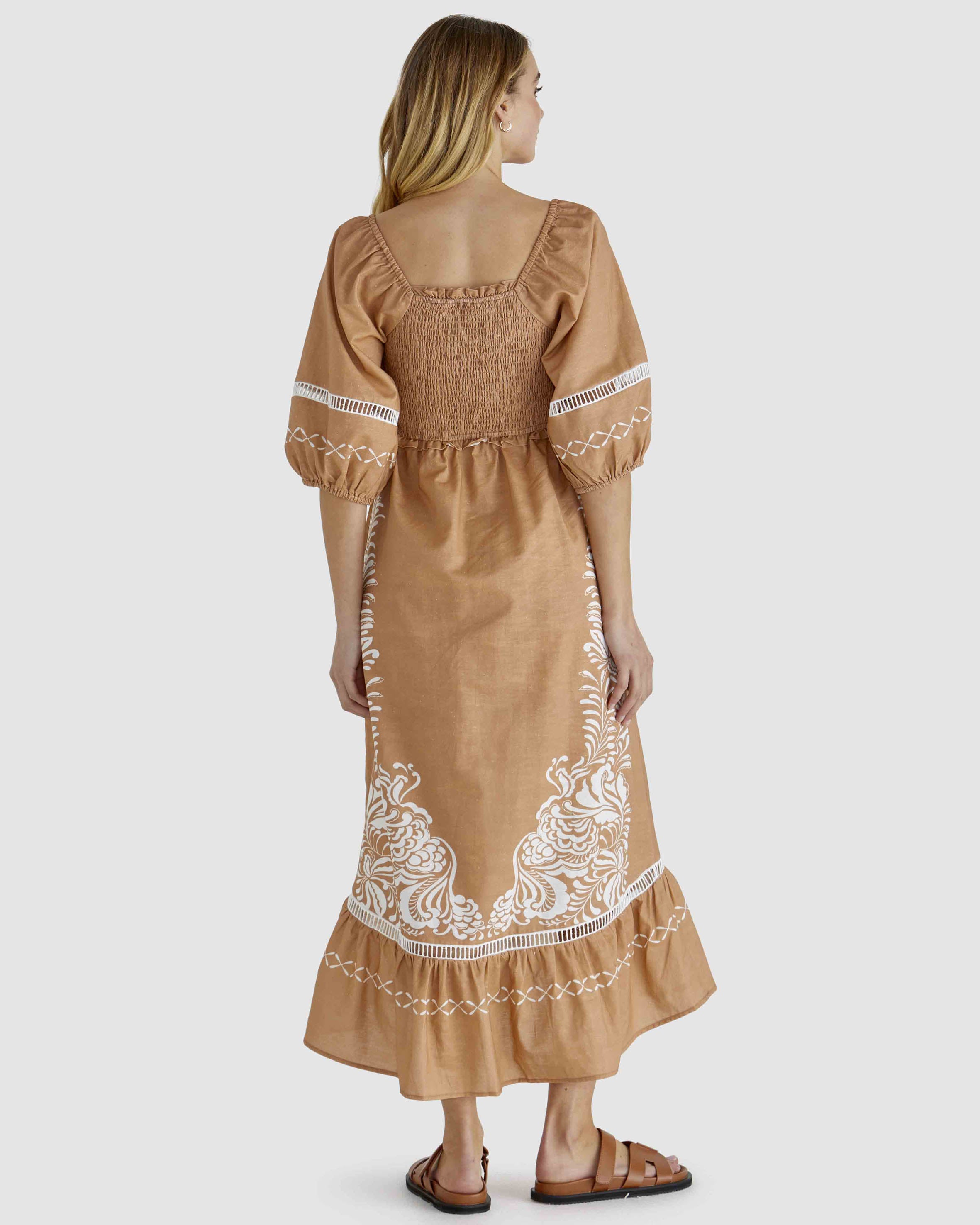 Collection of Sass Brandy Dress - Chai Print in a gallery layout