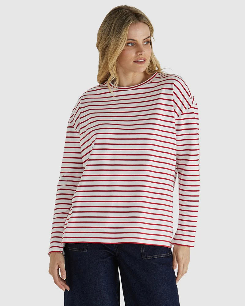 Sass Alma Top - White/Red