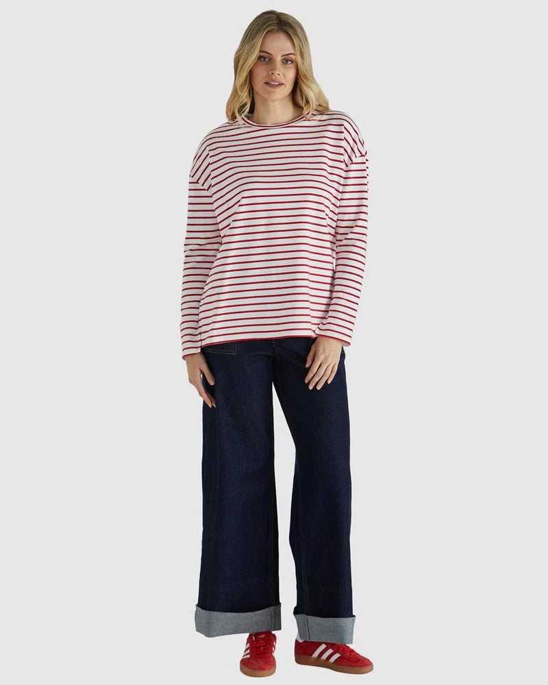 Collection of Sass Alma Top - White/Red in a gallery layout