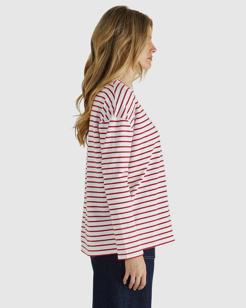 Collection of Sass Alma Top - White/Red in a gallery layout