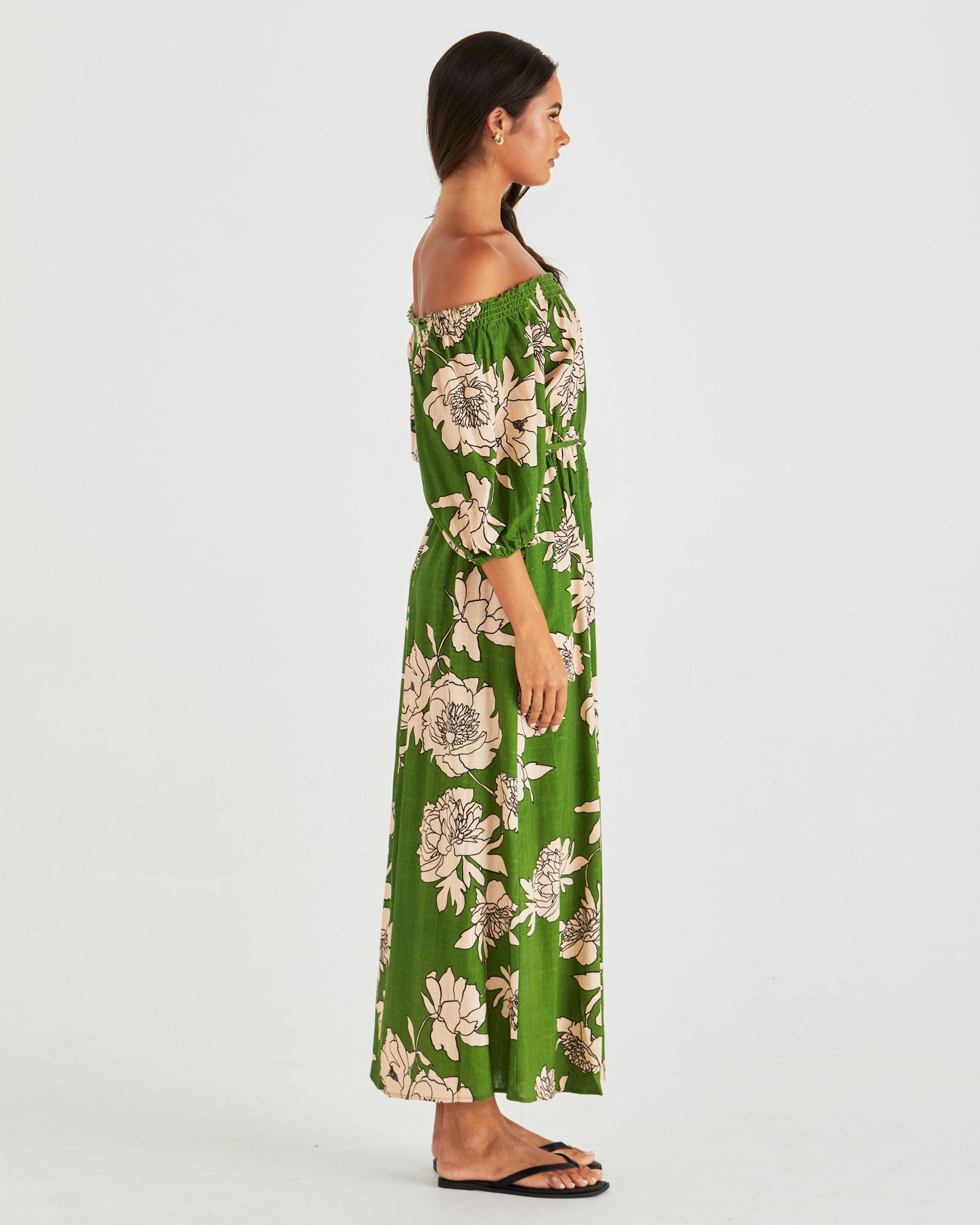 Sass Antonie Off Shoulder Dress - Moonflower Green