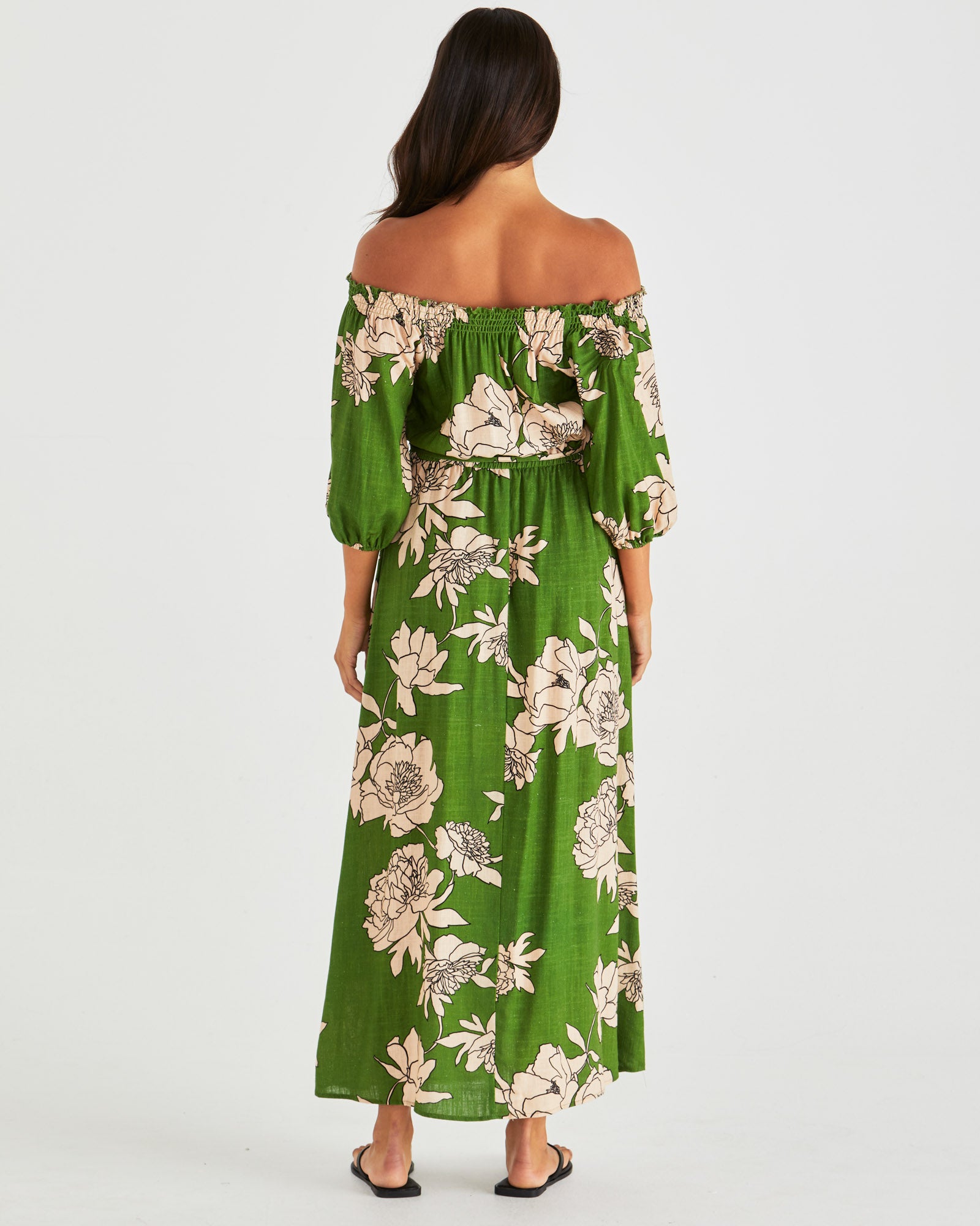 Collection of Sass Antonie Off Shoulder Dress - Moonflower Green in a gallery layout