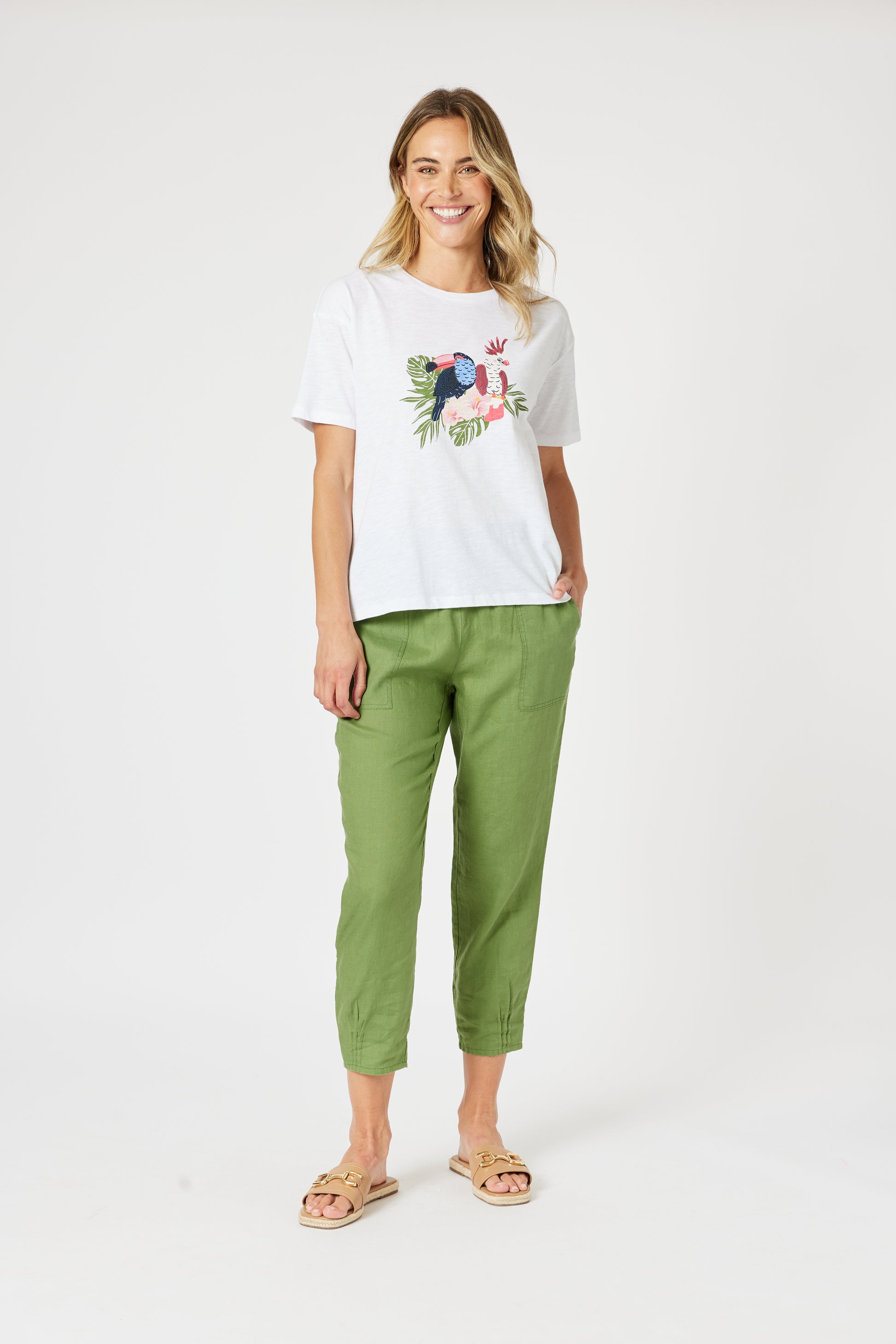 Gordon Smith Sarah Linen Pant - Basil