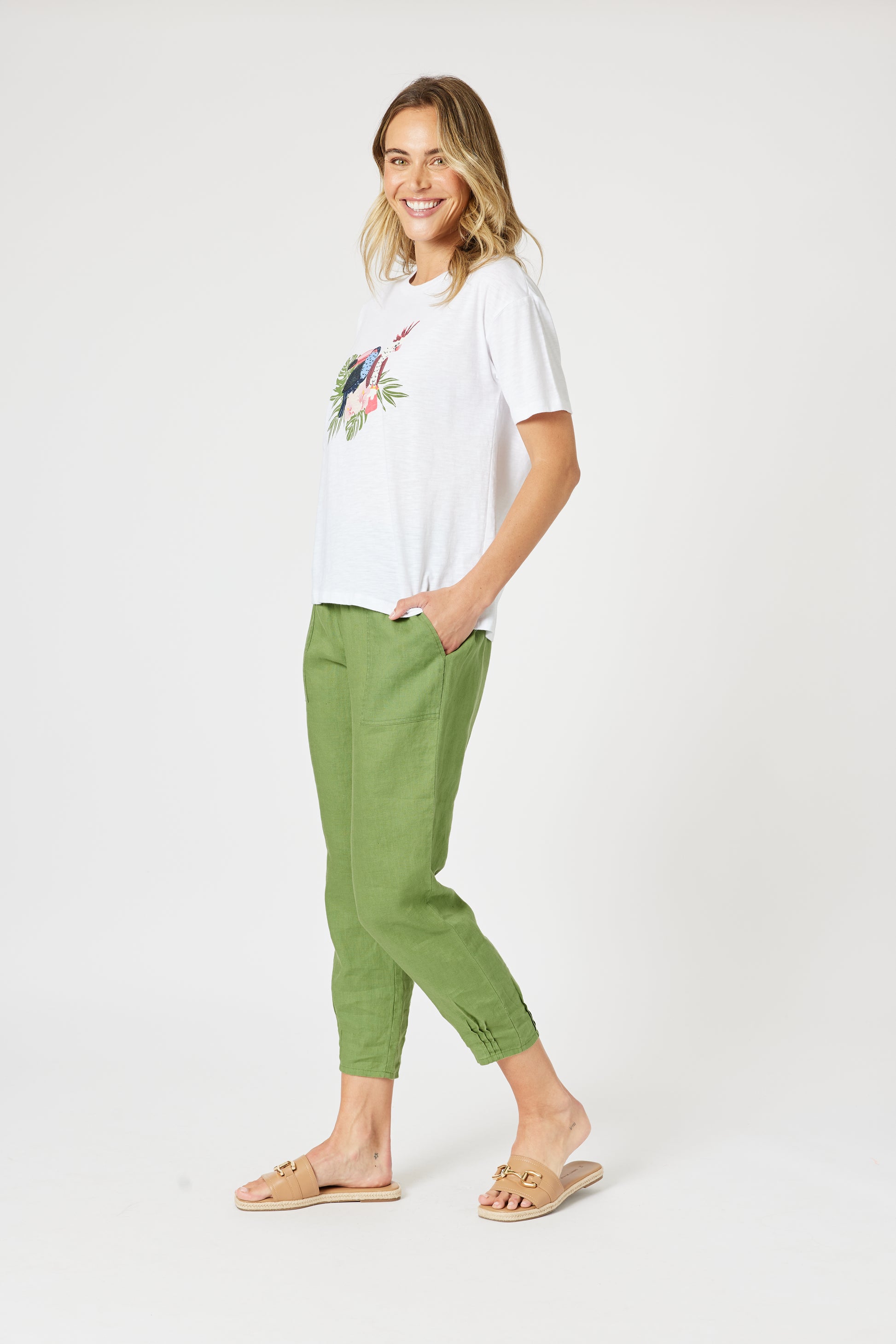 Gordon Smith Sarah Linen Pant - Basil