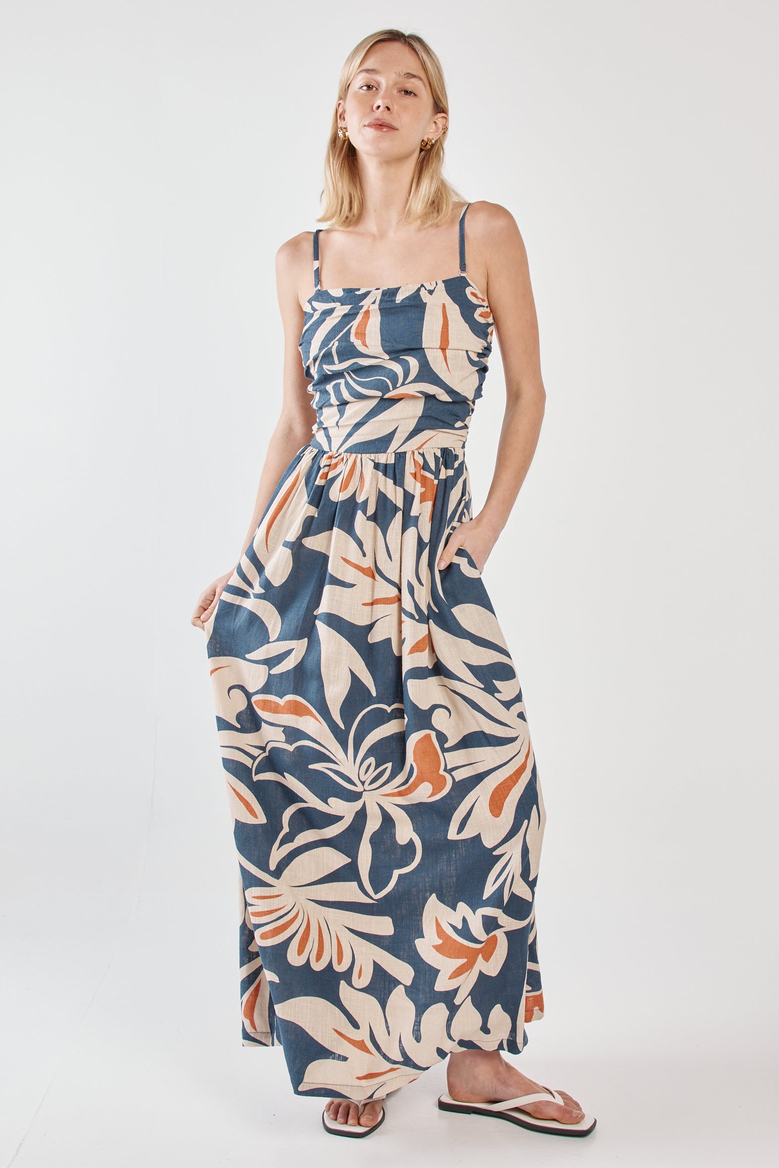 Collection of Sass Jana Strapless Dress - Wild Orchid Navy in a gallery layout