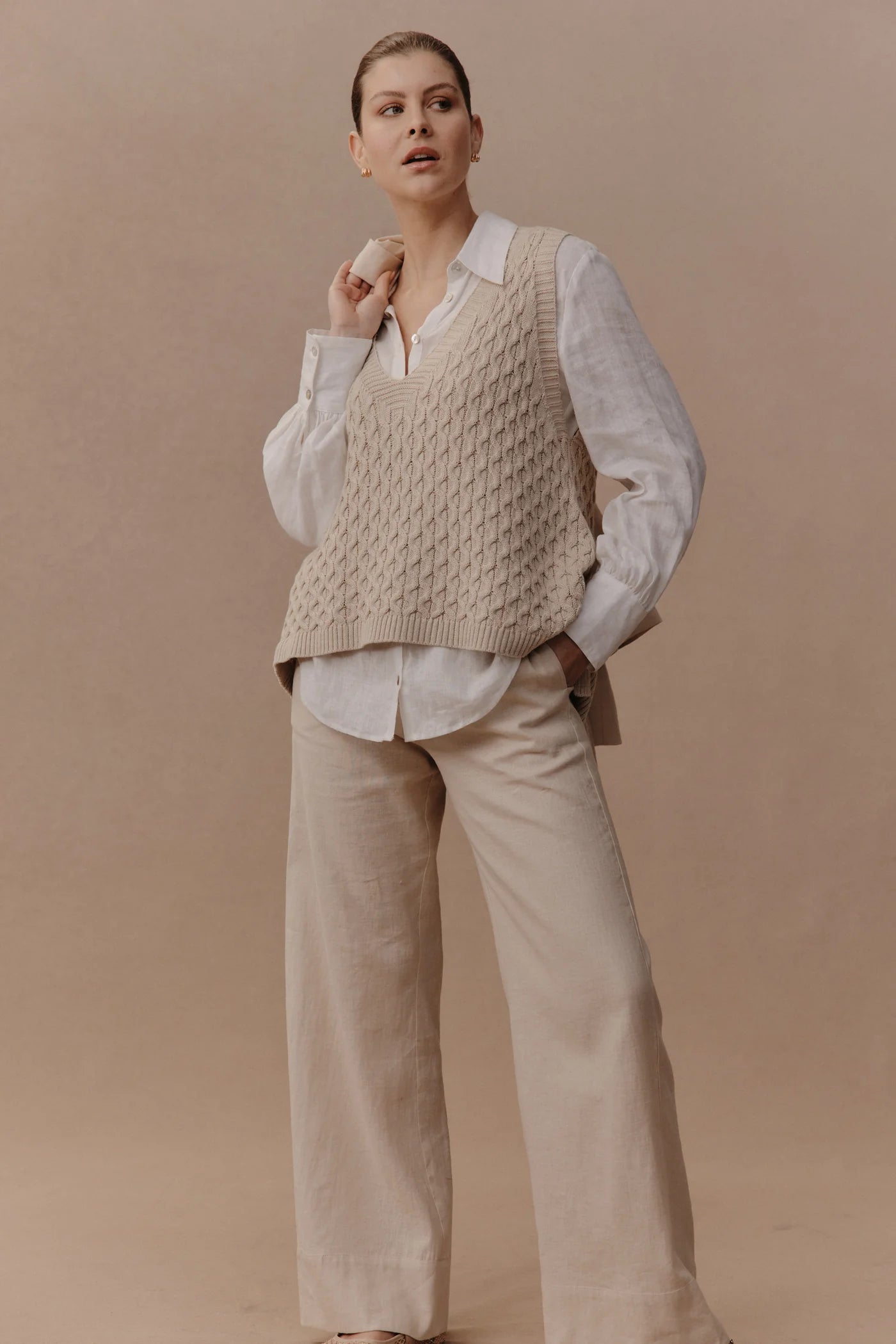 Collection of Eb & Ive Naviva Vest - Oat in a gallery layout