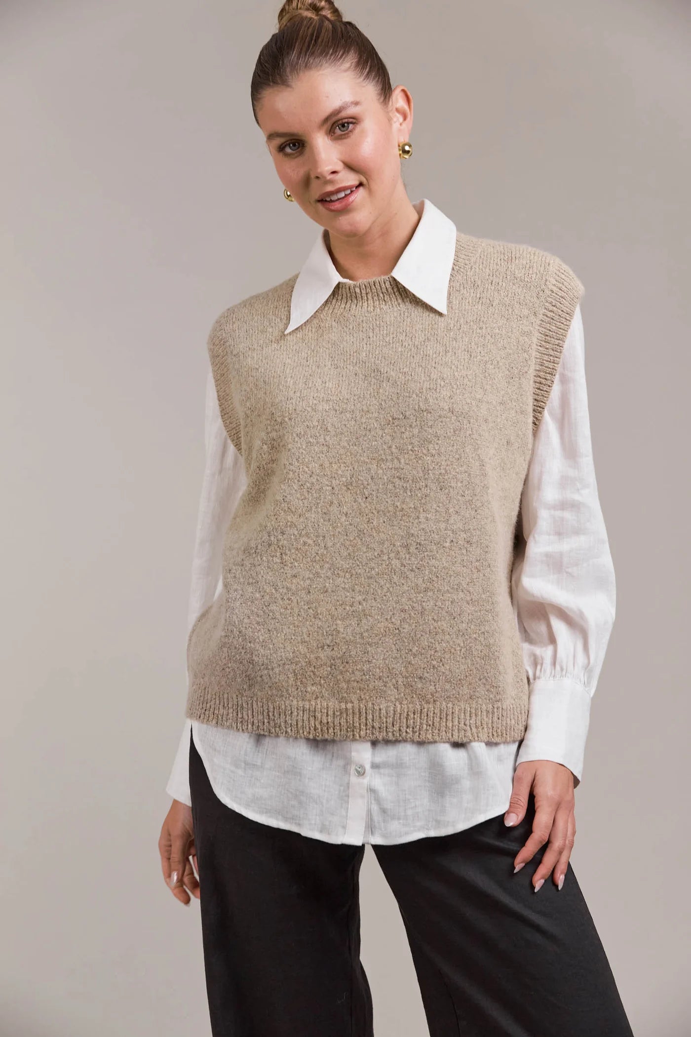 Collection of Eb & Ive Folie Vest - Oat in a gallery layout