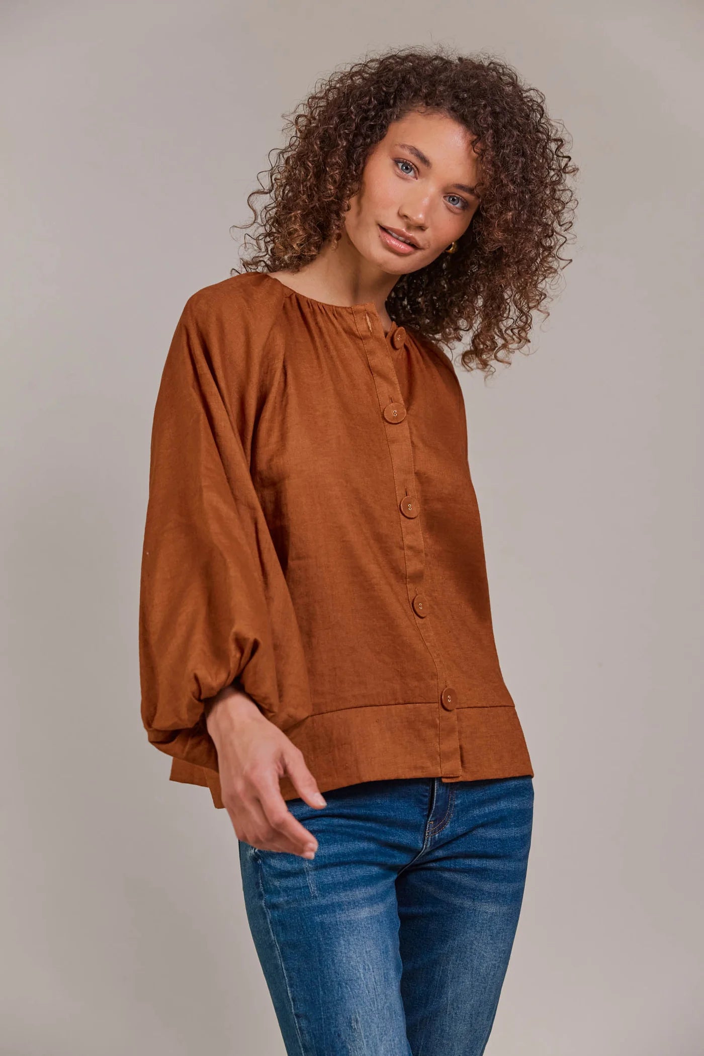 Collection of Eb and Ive Laax Button Blouse - Hazel in a gallery layout