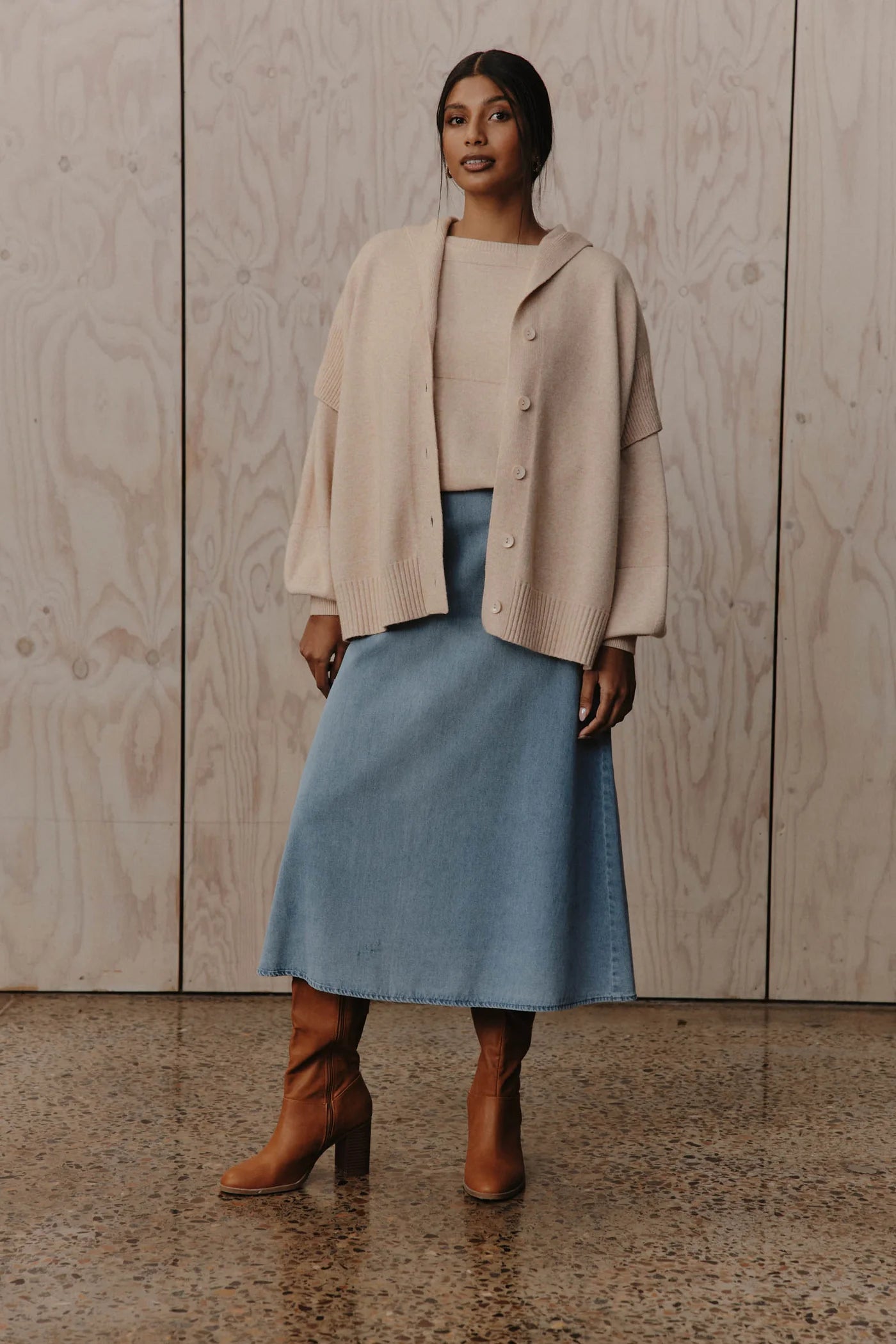 Collection of Eb and Ive Estel Hood Knit - Oat in a gallery layout