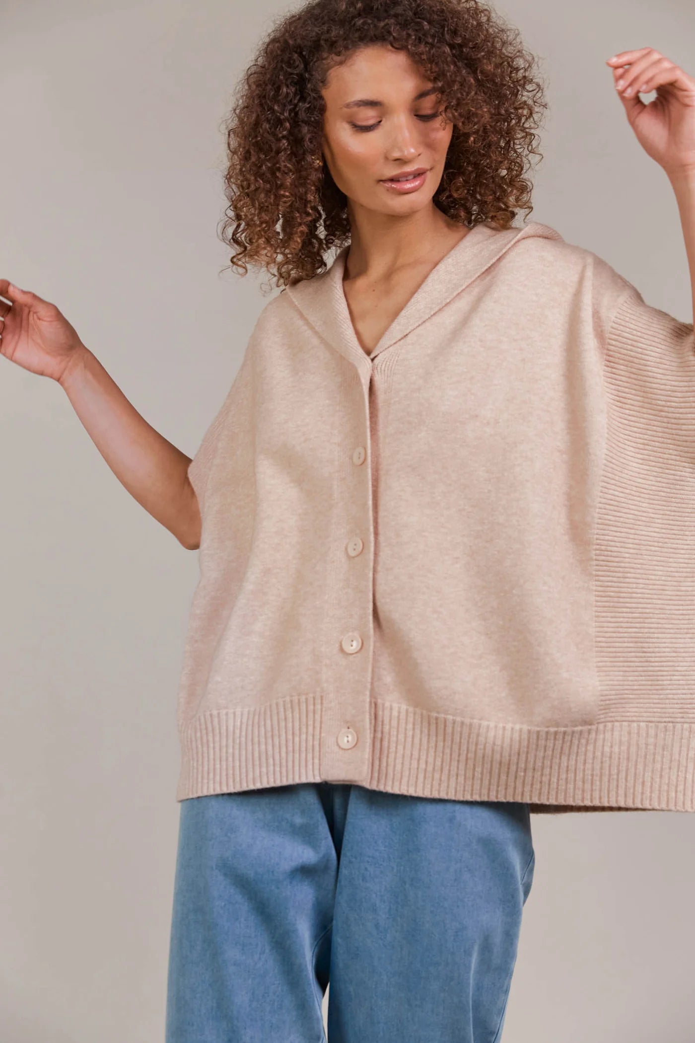 Collection of Eb and Ive Estel Hood Knit - Oat in a gallery layout