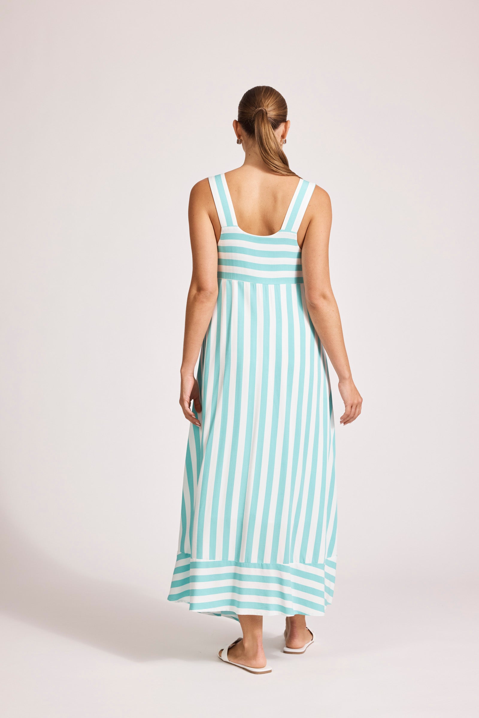 Collection of Eb and Ive Treville Stripe Tank Maxi Dress - Aqua in a gallery layout