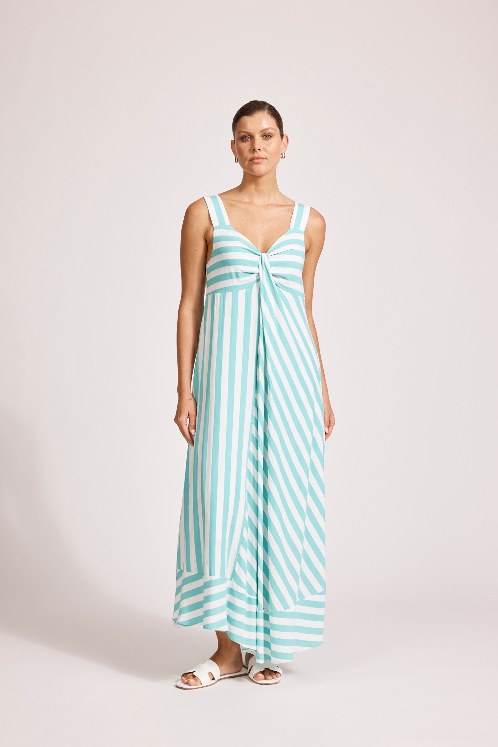 Eb and Ive Treville Stripe Tank Maxi Dress - Aqua