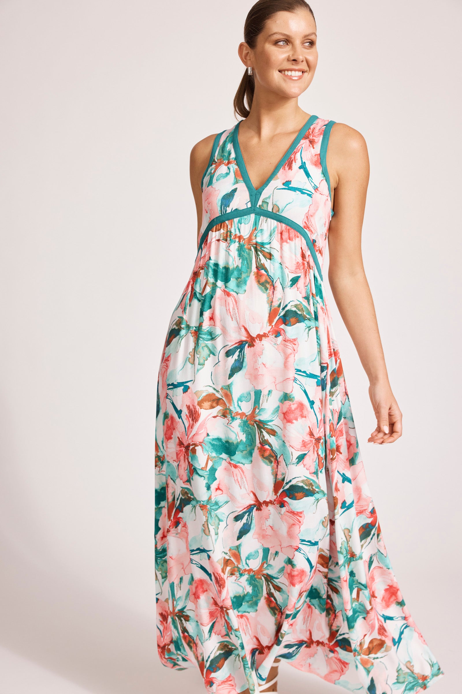 Collection of Eb and Ive Alegria Spliced Maxi Dress - Estate/Teal in a gallery layout