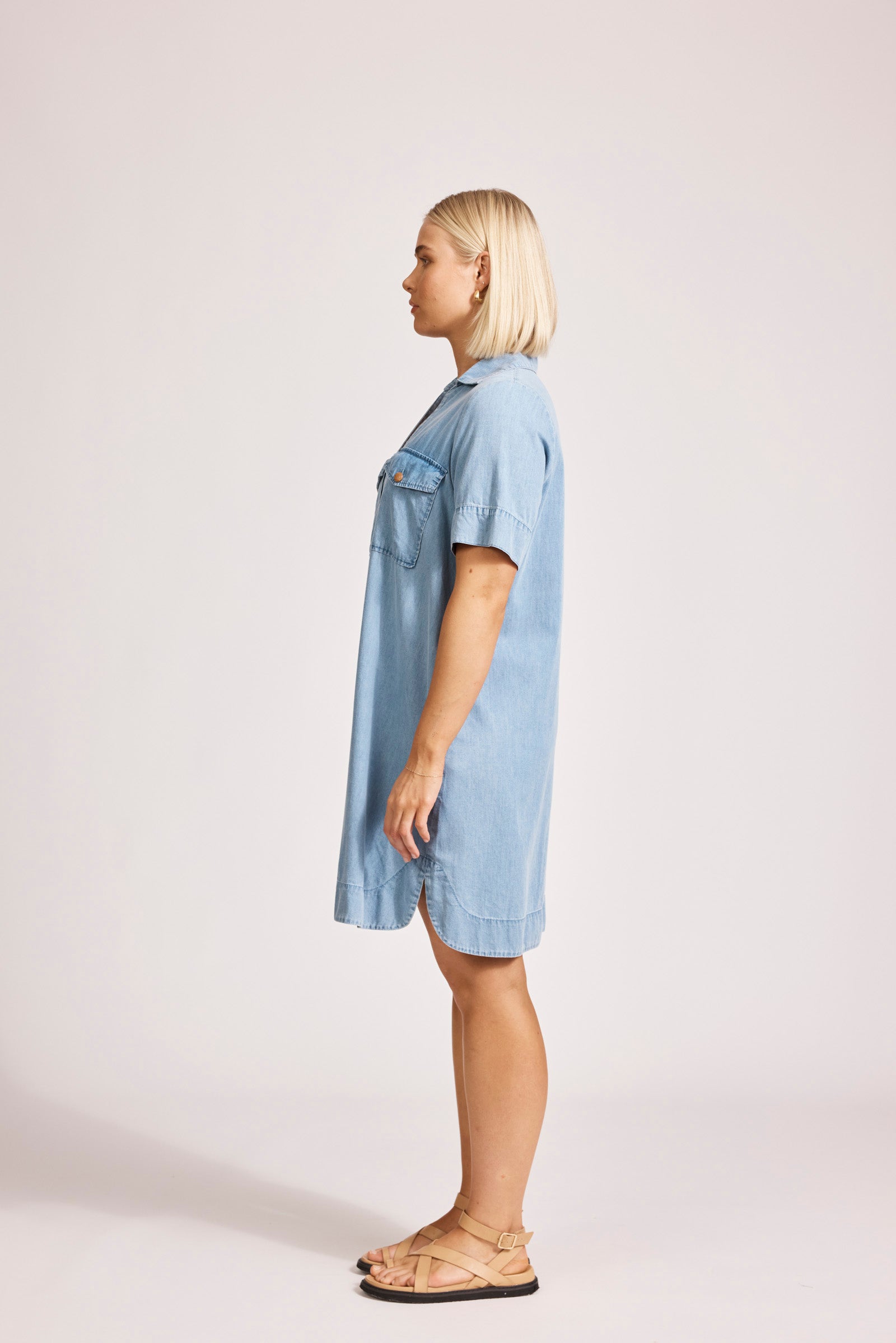 Collection of Eb and Ive Melenia Denim Shirt Dress - Denim in a gallery layout