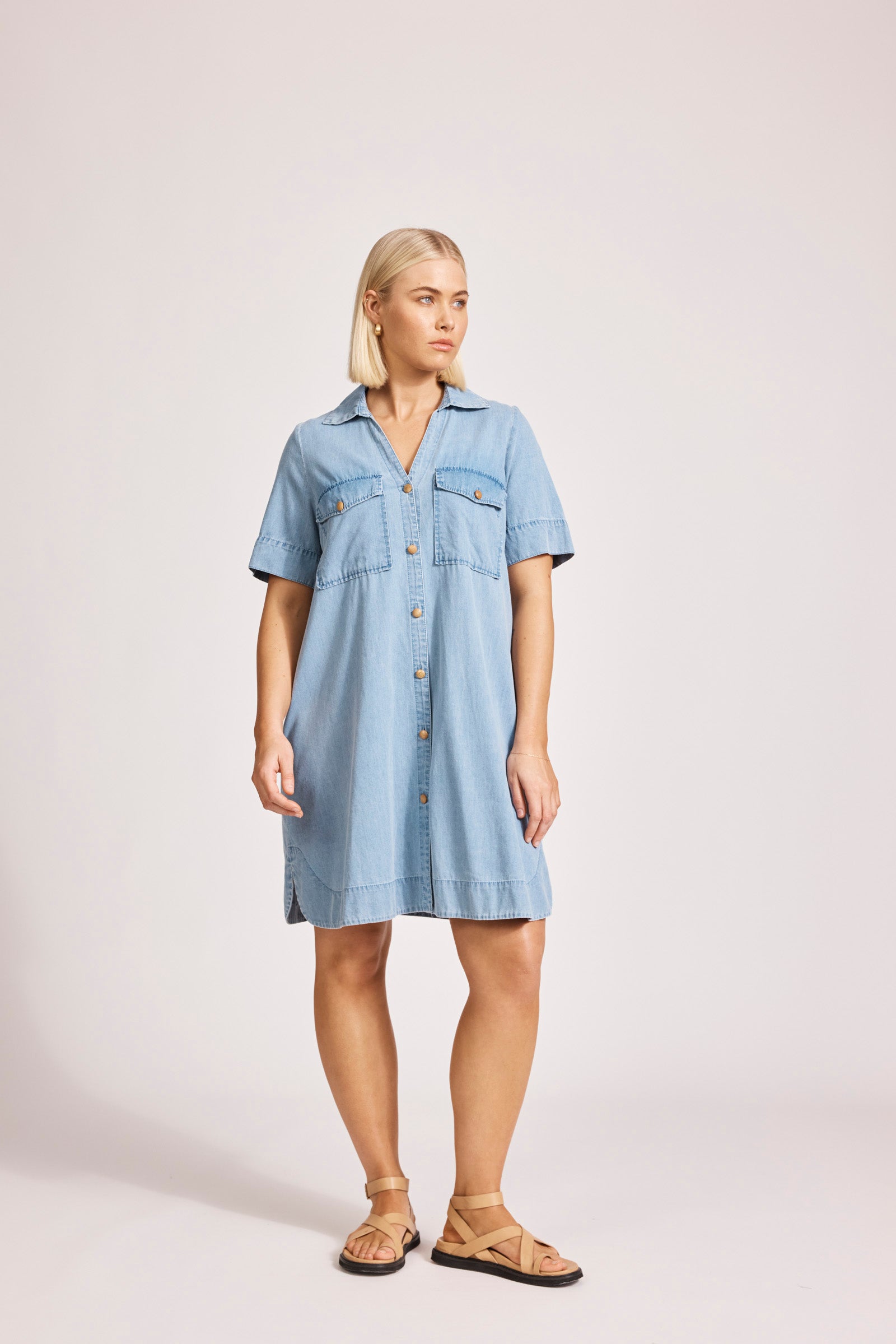 Eb and Ive Melenia Denim Shirt Dress - Denim