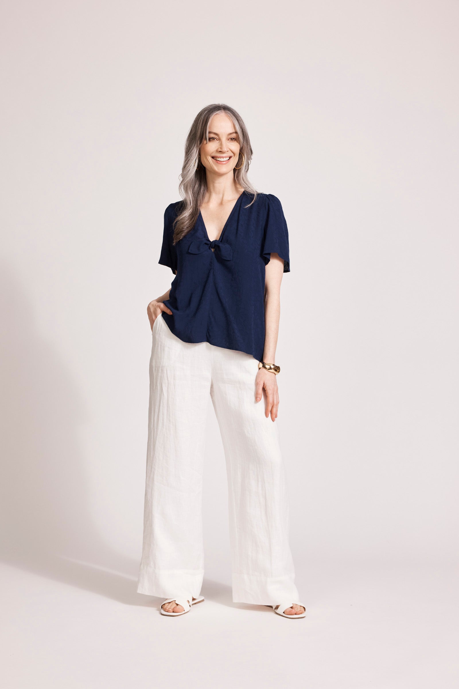 Collection of Eb and Ive Parisio Tie Top - Indigo in a gallery layout