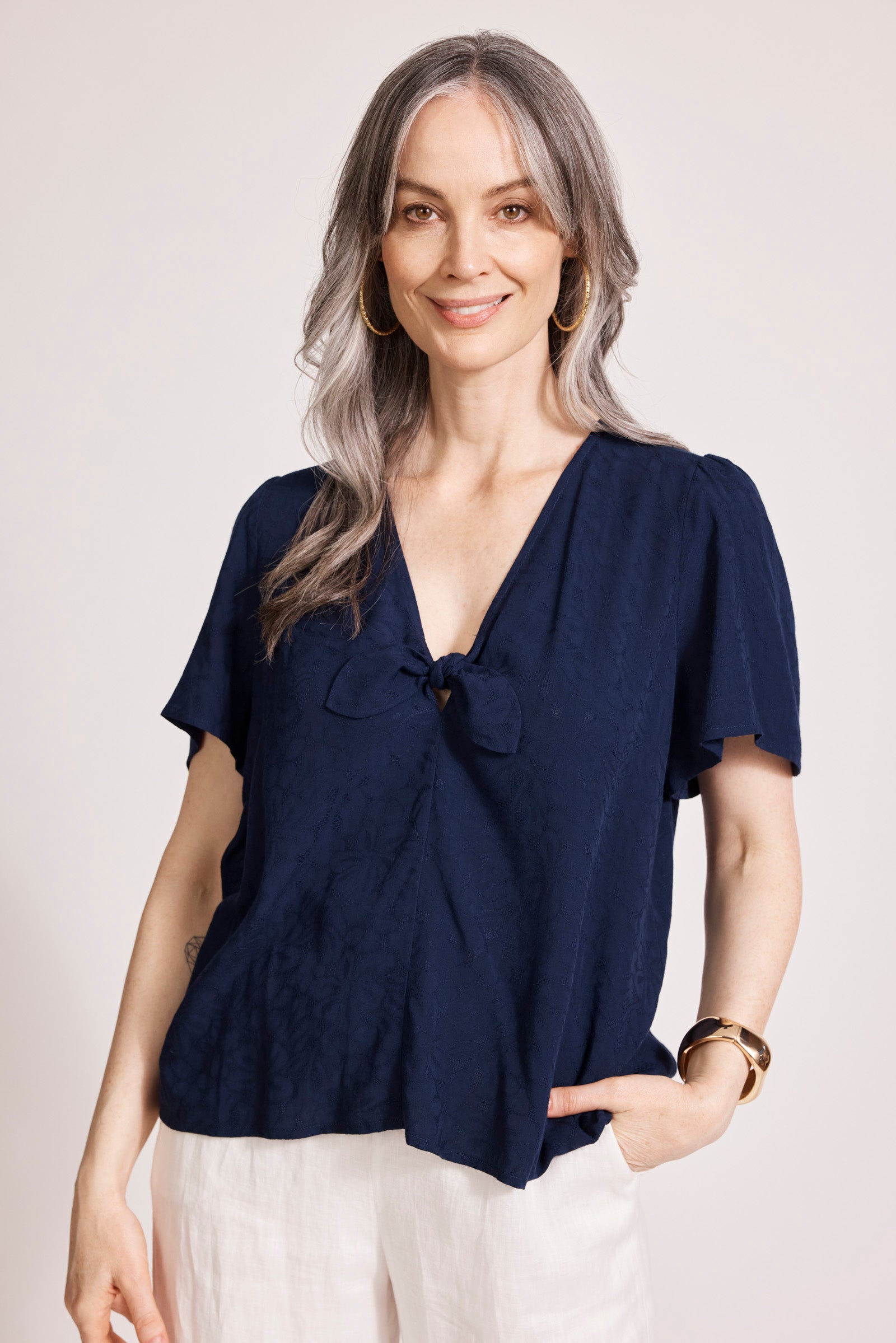 Eb and Ive Parisio Tie Top - Indigo