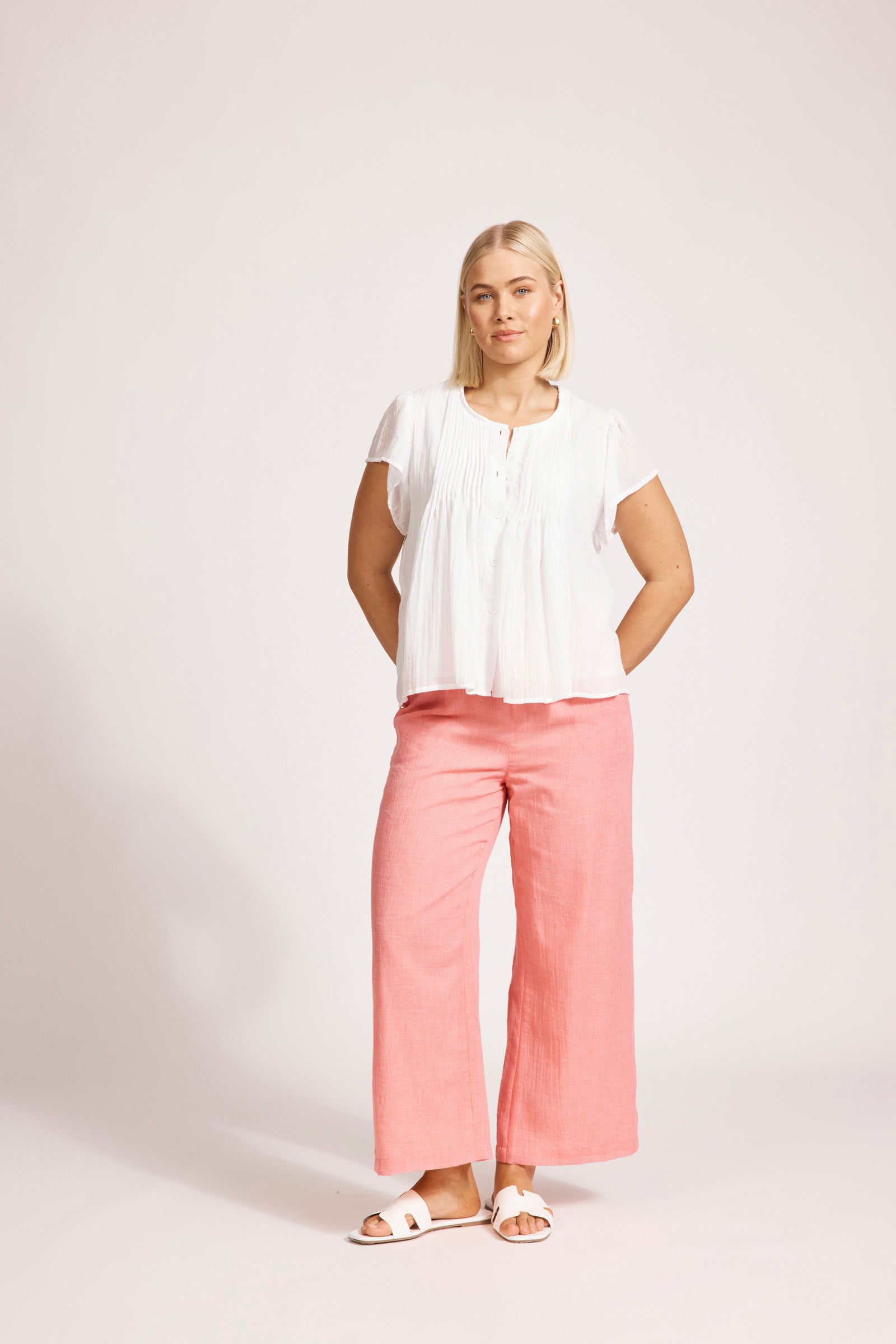 Collection of Eb and Ive Orsula Button Top - White in a gallery layout