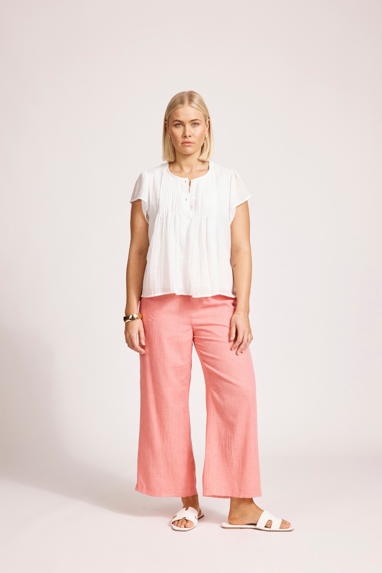 Eb and Ive Orsula Button Top - White