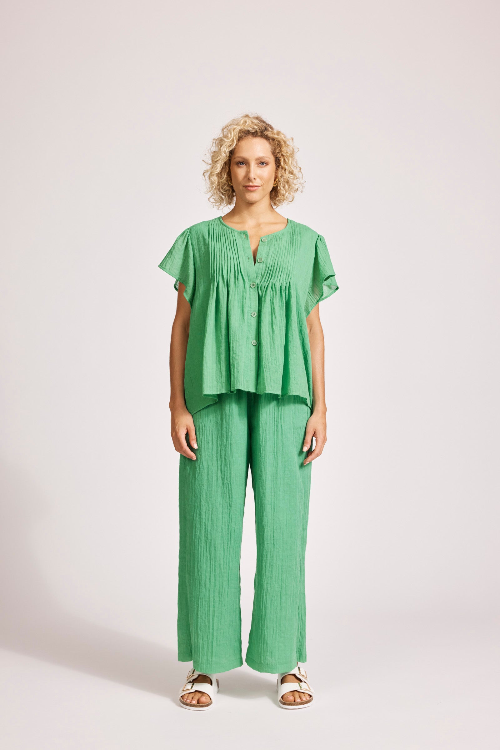 Eb and Ive Orsula Button Top - Jade