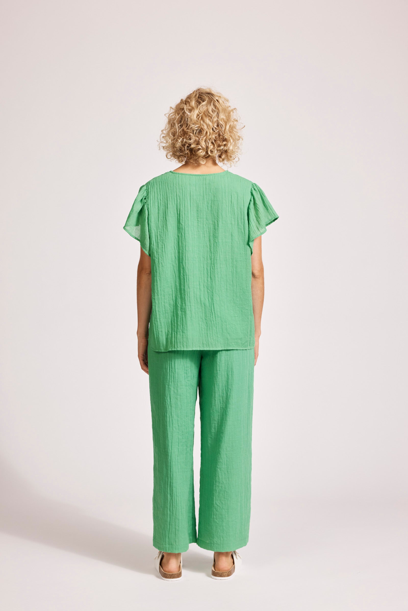 Collection of Eb and Ive Orsula Button Top - Jade in a gallery layout