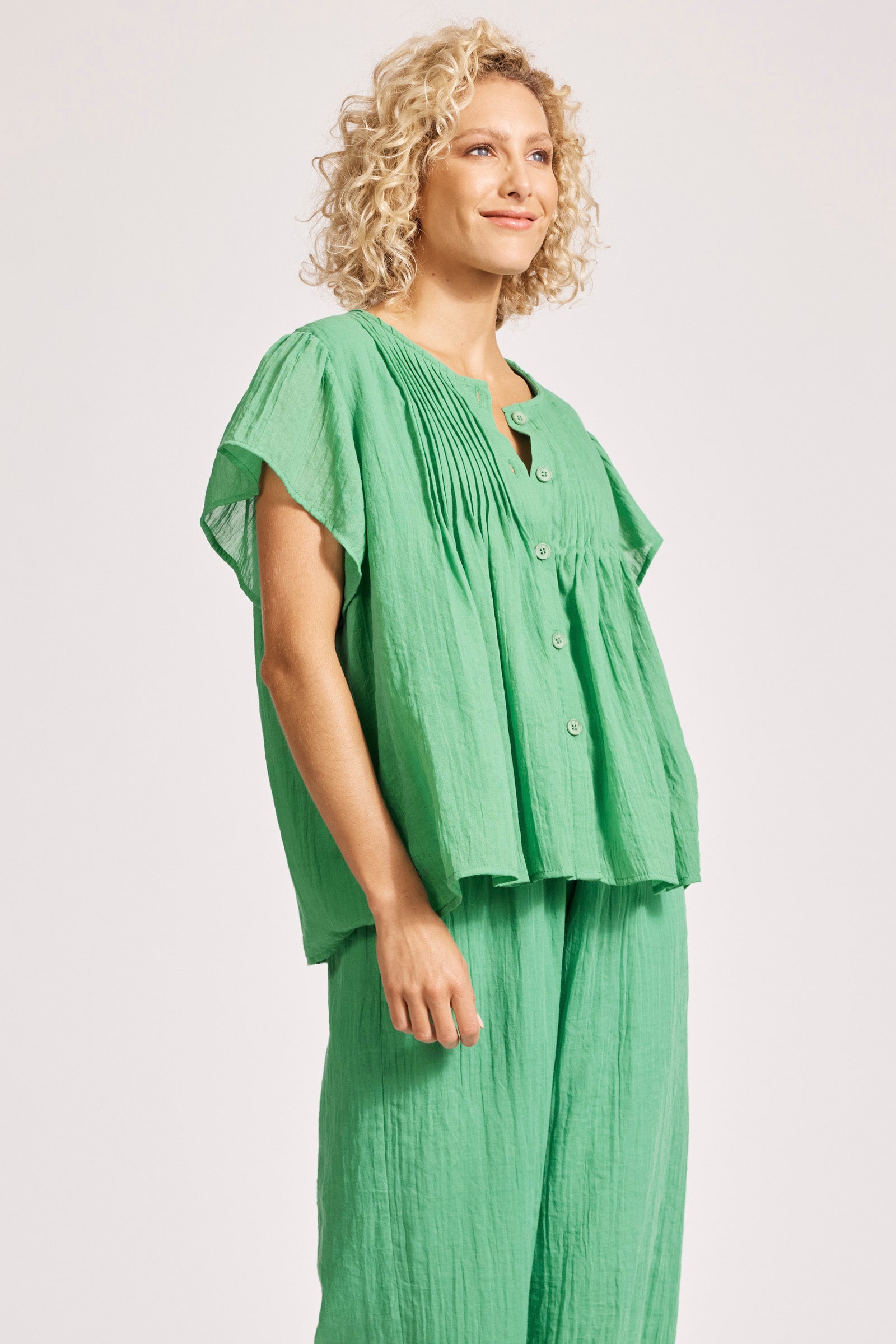 Eb and Ive Orsula Button Top - Jade