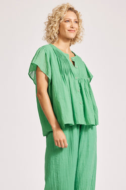 Collection of Eb and Ive Orsula Button Top - Jade in a gallery layout