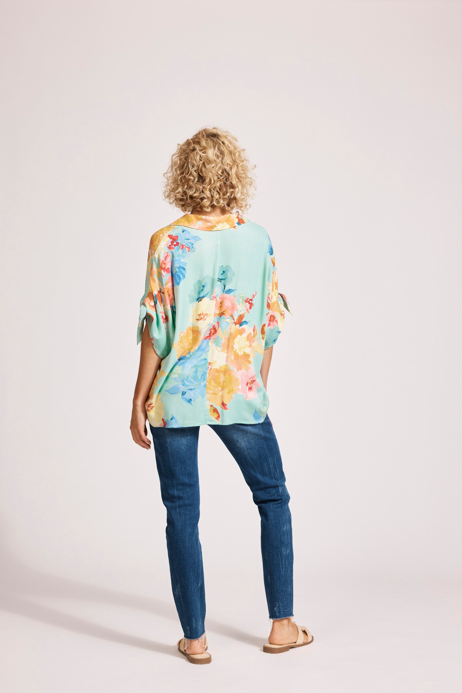 Collection of Eb and Ive Parisio Tie Shirt - Mint Bloom in a gallery layout