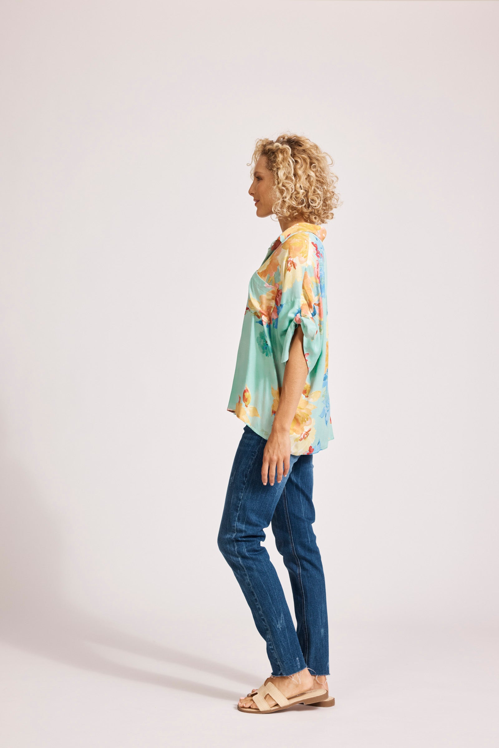 Collection of Eb and Ive Parisio Tie Shirt - Mint Bloom in a gallery layout