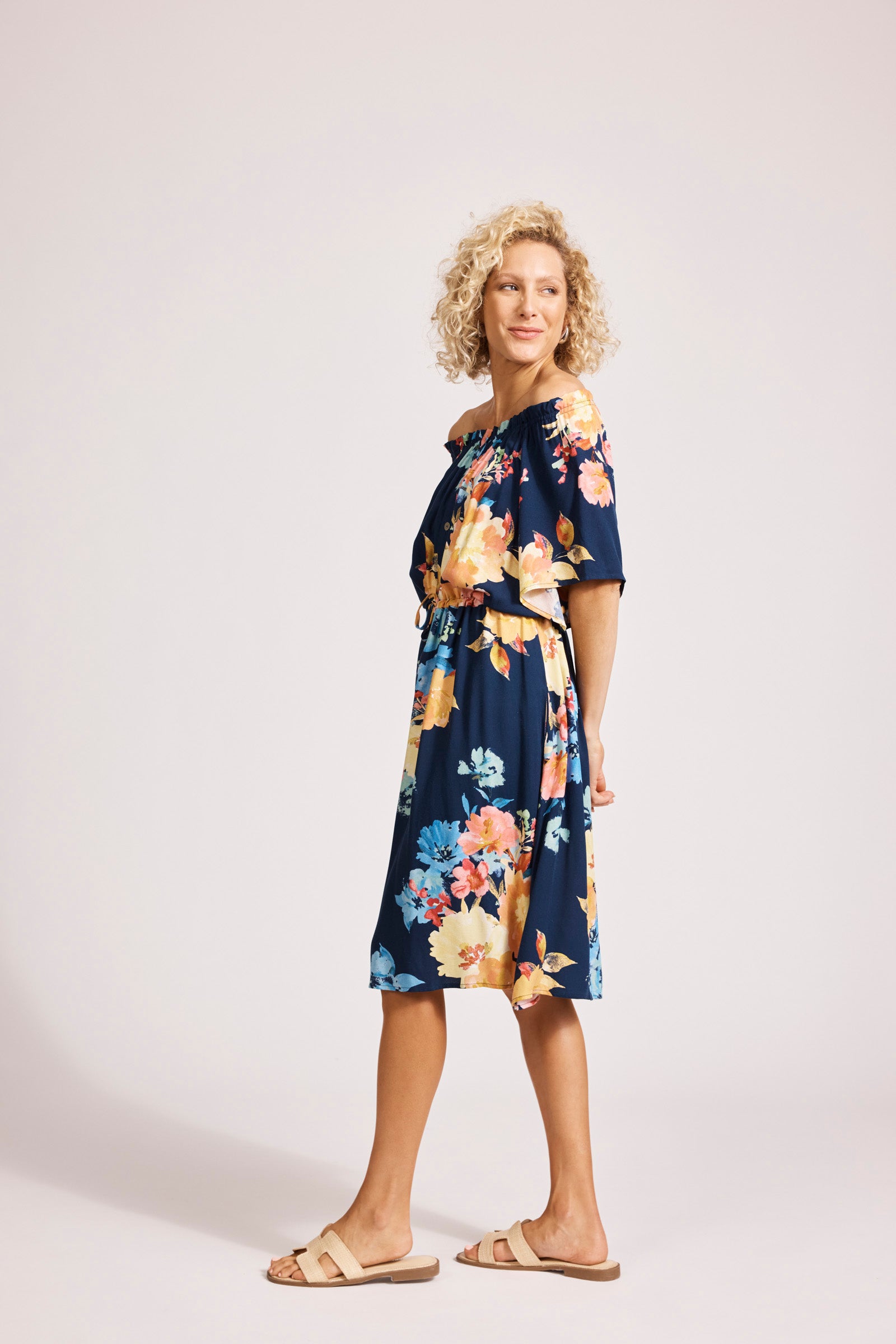 Collection of Eb and Ive Parisio Button Dress - Indigo Bloom in a gallery layout