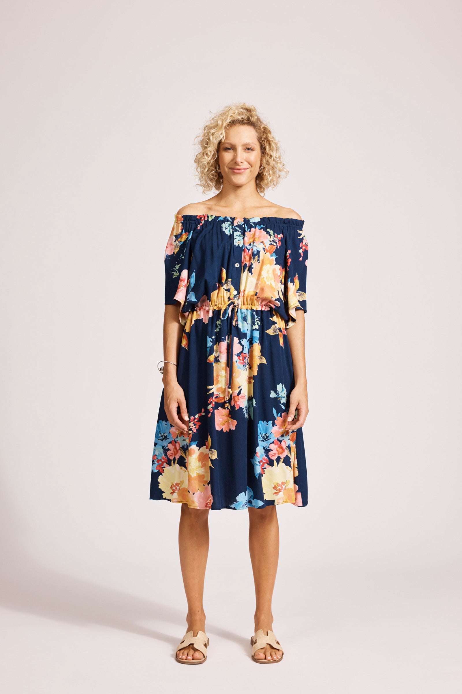 Eb and Ive Parisio Button Dress - Indigo Bloom