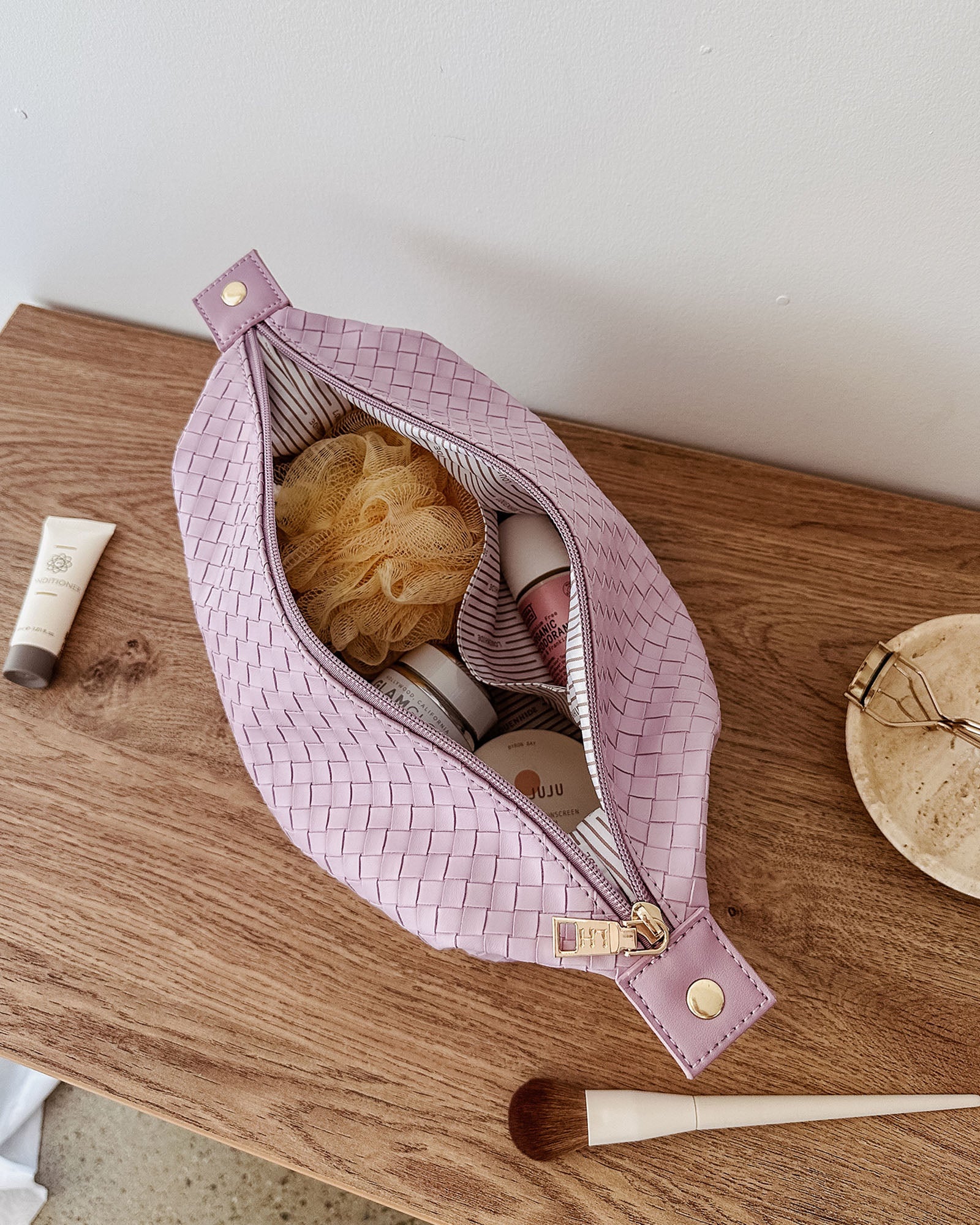 Collection of Louenhide Lucinda Woven Cosmetic Case - Lilac in a gallery layout