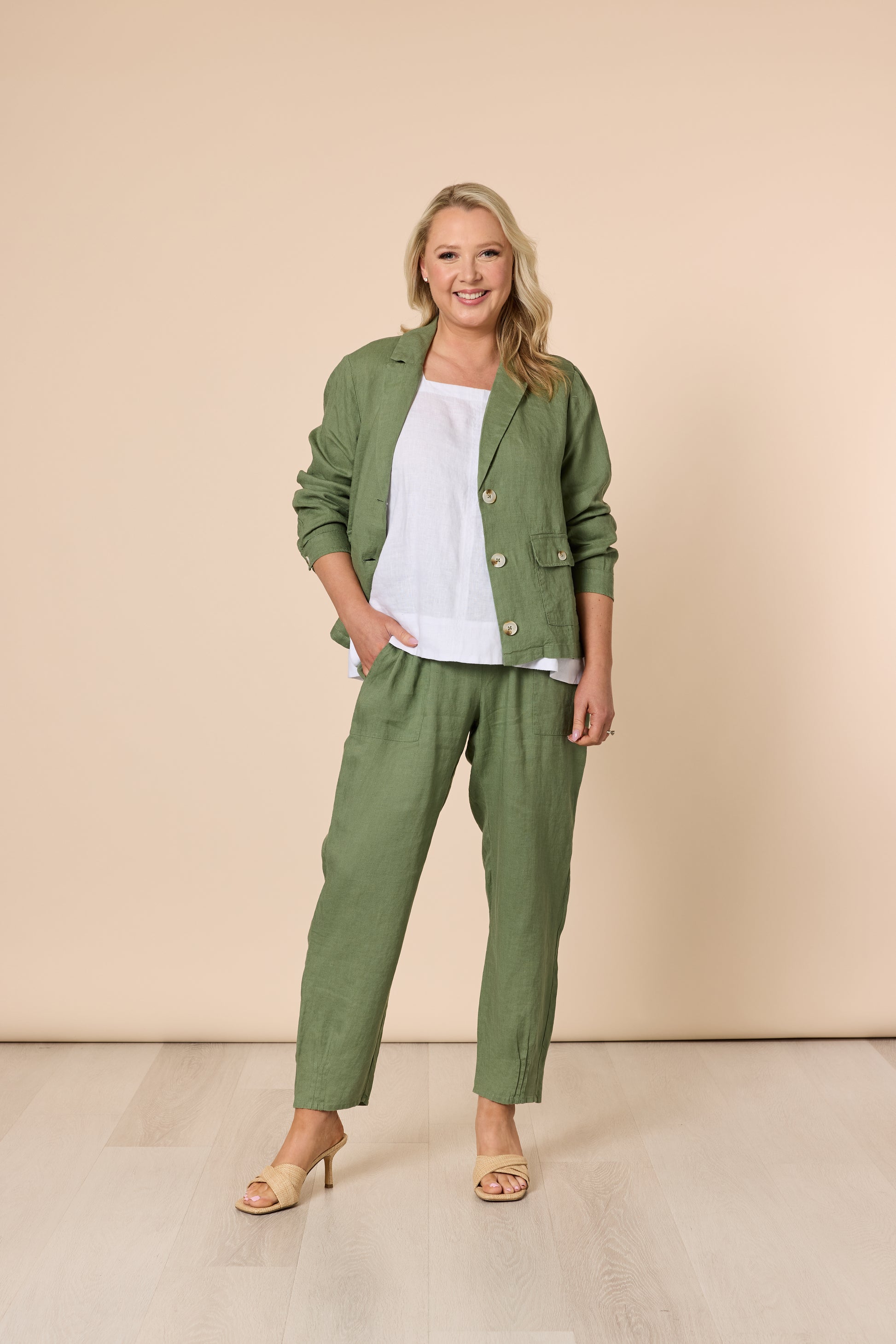 Gordon Smith Sarah Linen Pant - Khaki