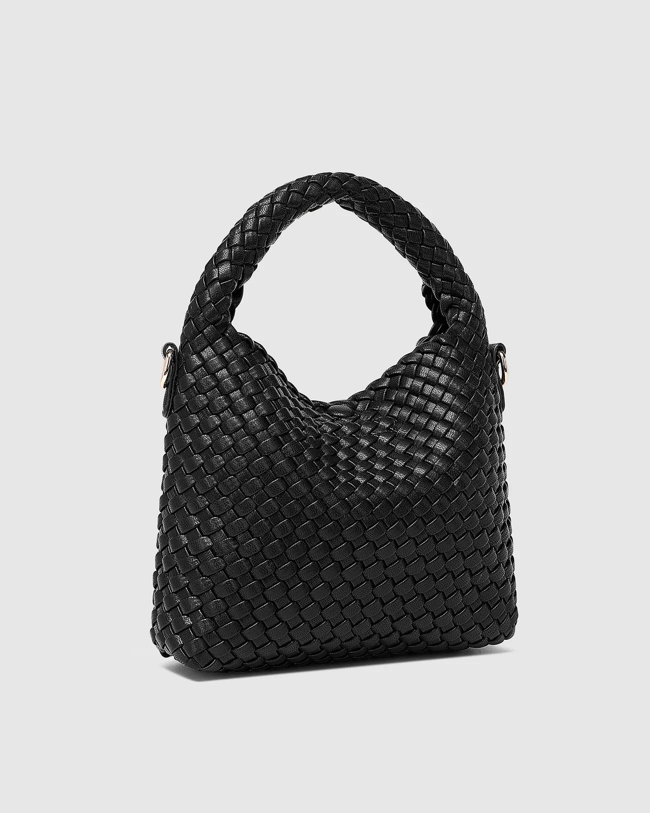 Collection of Louenhide Gabby Mini Woven Shoulder Bag - Black in a gallery layout