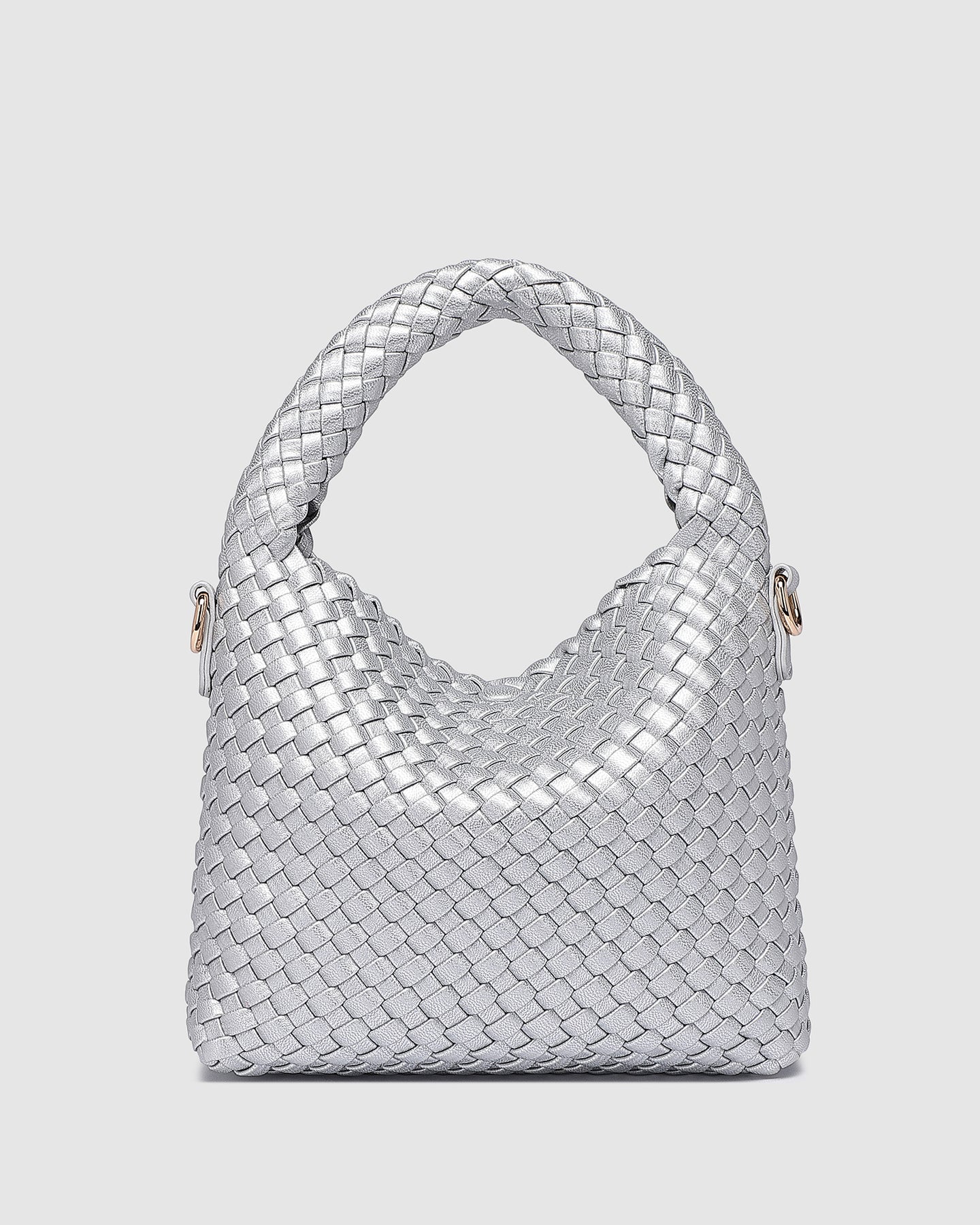 Collection of Louenhide Gabby Mini Woven Shoulder Bag - Silver in a gallery layout