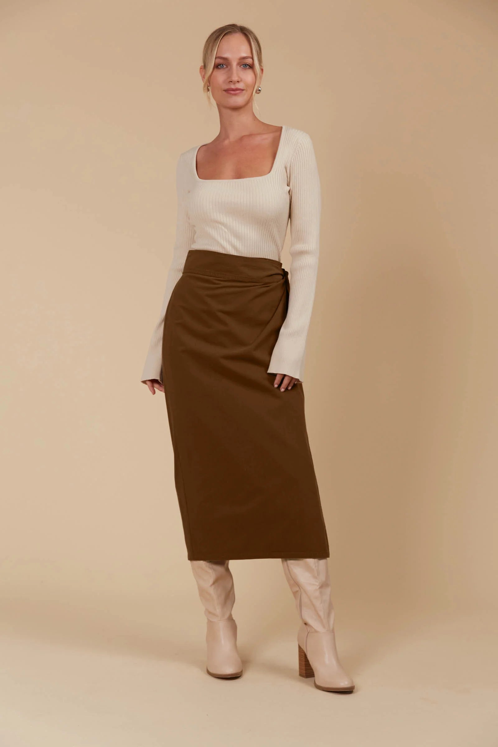 Collection of Isle of Mine Freya Wrap Skirt - Toffee in a gallery layout