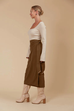Collection of Isle of Mine Freya Wrap Skirt - Toffee in a gallery layout