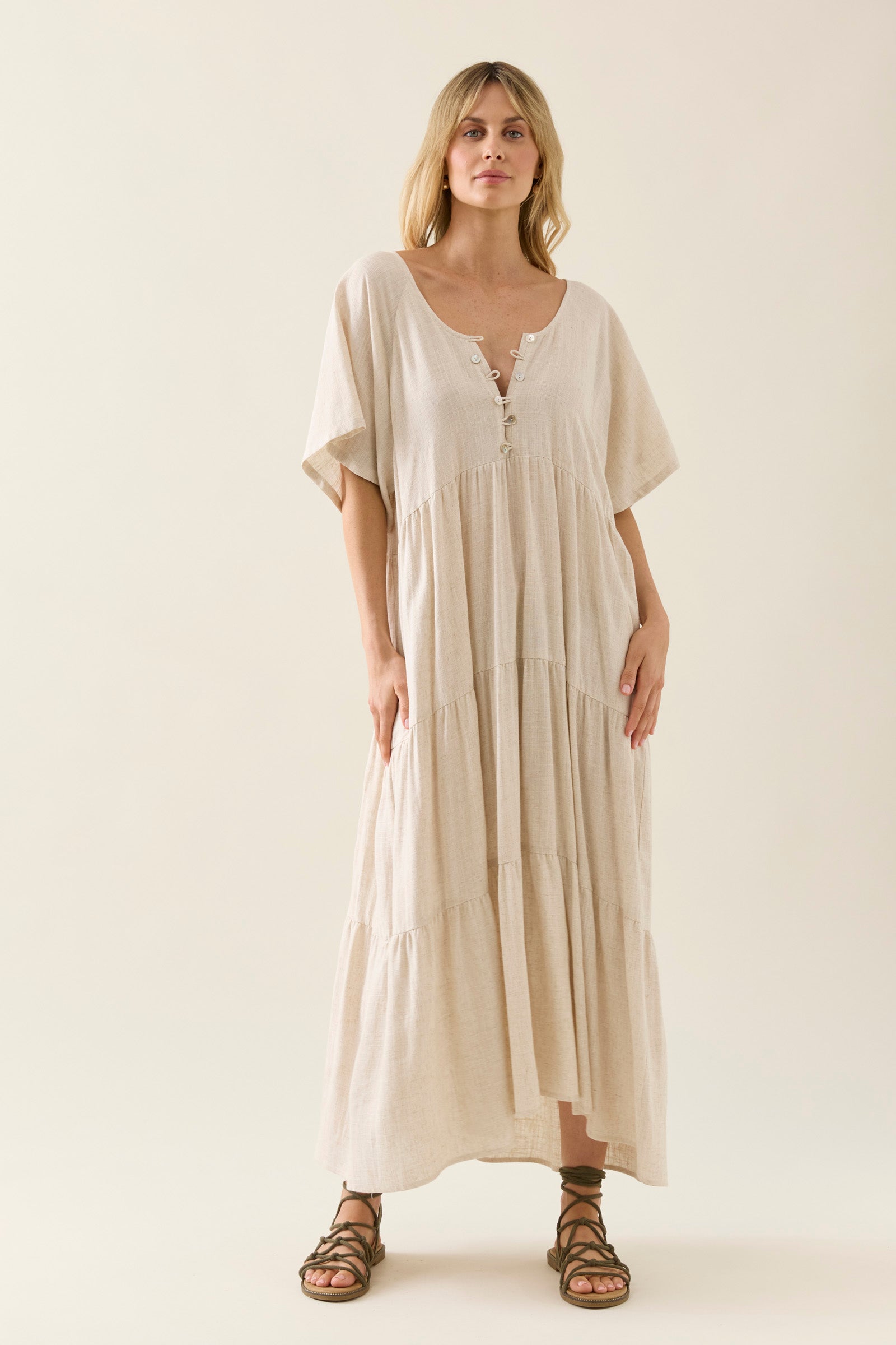 Isle Of Mine Tiered Maxi Dress - Canvas