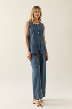 Collection of Isle Of Mine Sophie Denim Vest - Drift in a gallery layout
